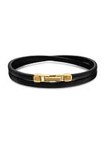 Streamline Double Wrap Bracelet Black Leather