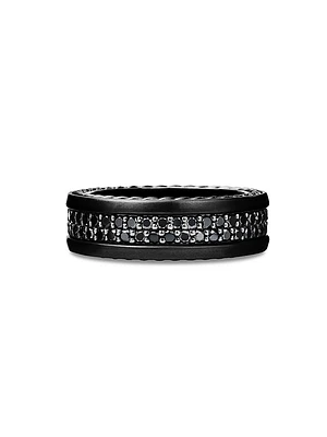 Streamline® Two Row Band Ring Black Titanium with Diamonds