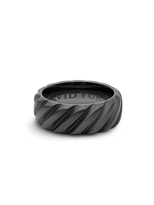 Modern Cable Band Ring Black Titanium, 9mm