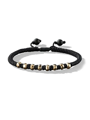 Fortune Woven Nylon Bracelet with Black Onyx and 18K Yellow Gold