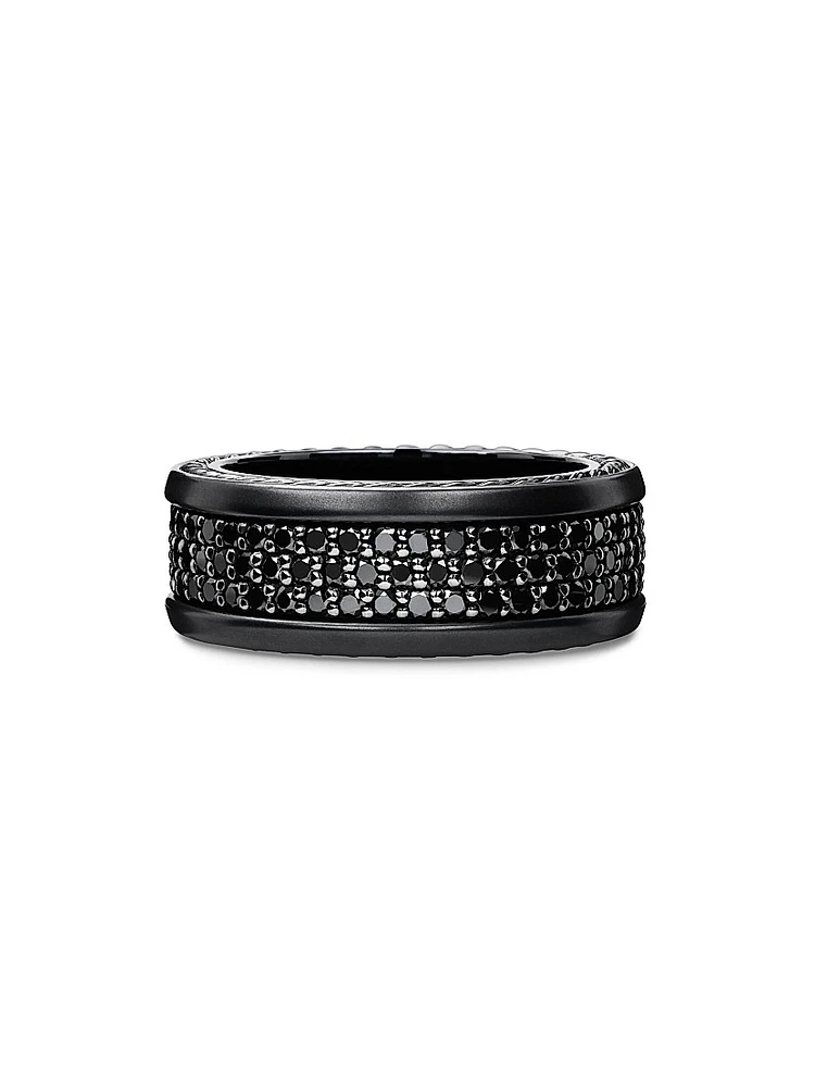 Streamline® Three Row Band Ring Black Titanium with Pavé Diamonds