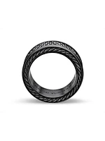 Streamline® Three Row Band Ring Black Titanium with Pavé Diamonds