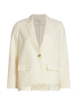 Chitra Fringe-Trim Linen Jacket