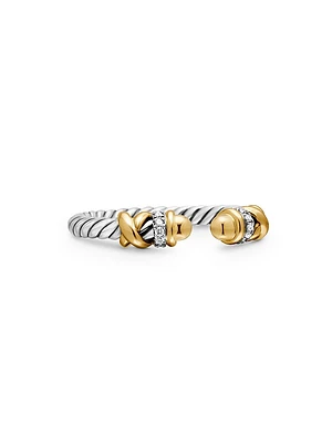 Petite Helena Color Ring with 18K Yellow Gold and Pavé Diamonds