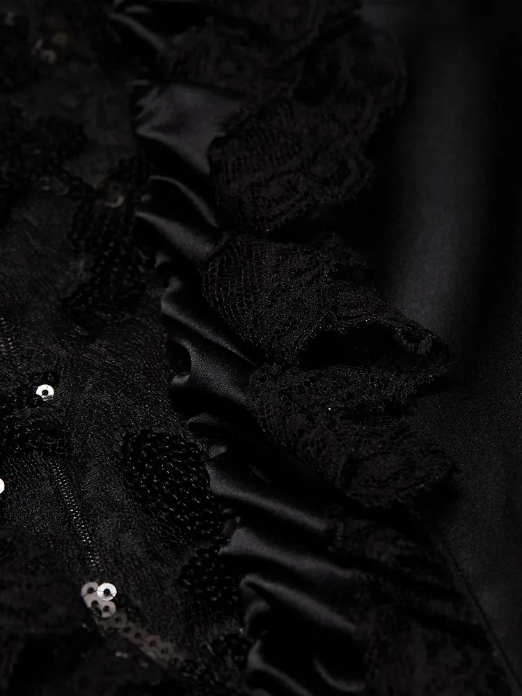 Sequined Tulle Sash Midi-Dress