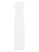 Ottoman-Knit Fringe Maxi Dress