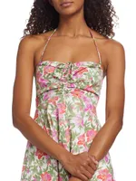 Floral Ruched Midi-Dress