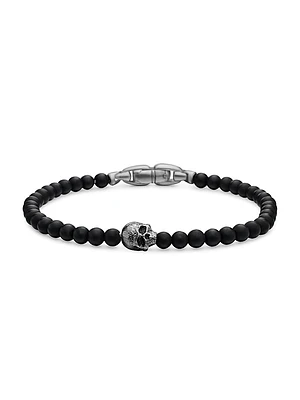 Memento Mori Skull Station Bracelet Sterling Silver