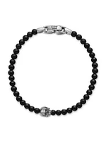 Memento Mori Skull Station Bracelet Sterling Silver