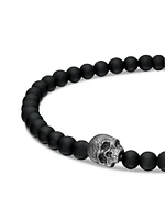 Memento Mori Skull Station Bracelet Sterling Silver
