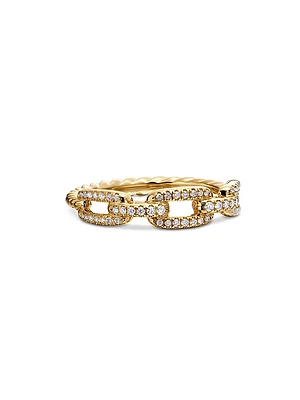 Stax Chain Link Ring 18K Yellow Gold with Pavé Diamonds