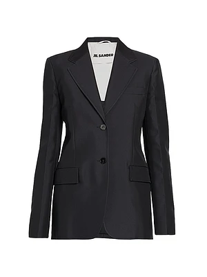 Gabardine Silk-Blend Tailored Blazer