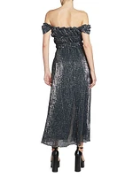Lily Sequined Off-the-Shoulder Midi-Dress