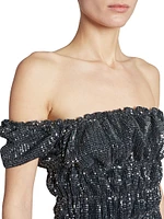 Lily Sequined Off-the-Shoulder Midi-Dress