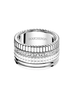 Quatre White Edition 18K White Gold, HyCeram® & 0.52 TCW Diamond Ring
