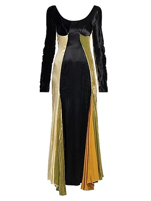 Asymmetric Colorblocked Maxi Dress