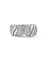 Sculpted Cable Ring With Diamonds