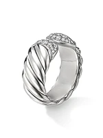 Sculpted Cable Ring With Diamonds