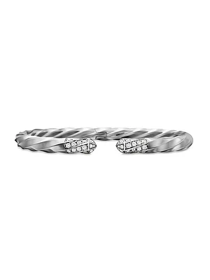 Cable Edge Bracelet Sterling Silver With Pavé Diamonds