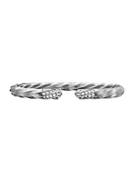 Cable Edge Bracelet Sterling Silver With Pavé Diamonds