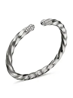 Cable Edge Bracelet Sterling Silver With Pavé Diamonds