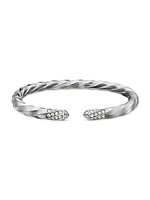 Cable Edge Bracelet Sterling Silver With Pavé Diamonds