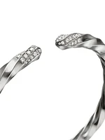 Cable Edge Bracelet Sterling Silver With Pavé Diamonds