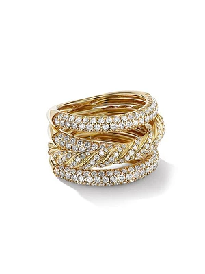 Pavé Four Row Ring in 18K Yellow Gold