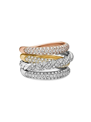 Pavé Four Row Ring 18K Gold