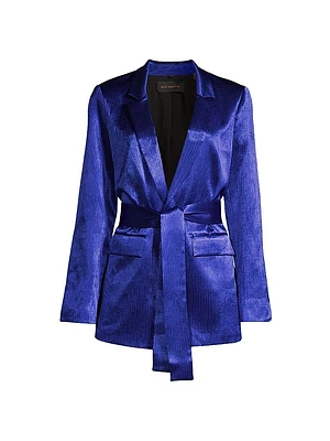 Cassidy Belted Crinkle Satin Jacket