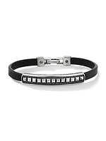Pyramid ID Bracelet in Black Leather