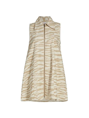 Zebra-Print Denim Minidress