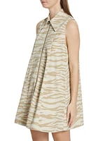 Zebra-Print Denim Minidress