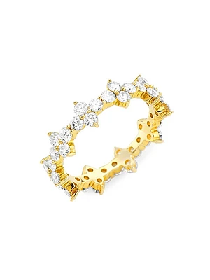 14K Yellow Gold & 1.18 TCW Diamond Cluster Pinky Ring