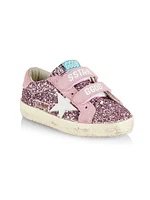 Baby Girl's, Little Girl's & Old School Glitter Leather Star Sneakers