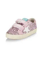 Baby Girl's, Little Girl's & Old School Glitter Leather Star Sneakers