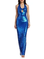 Priscilla Sequin Halter Gown