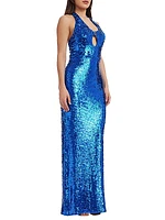 Priscilla Sequin Halter Gown