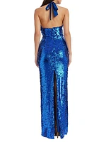 Priscilla Sequin Halter Gown