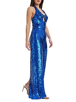 Priscilla Sequin Halter Gown