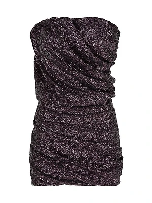 Strapless Sequined Draped Minidress