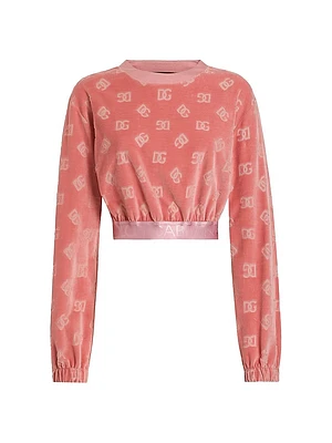Velvet Logo Cropped Sweatshirt