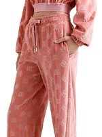 Velvet Logo Straight-Leg Pants