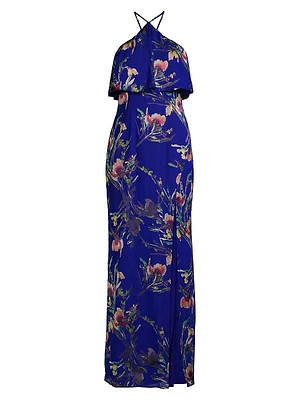 Floral Halter Column Gown