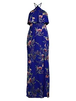 Floral Halter Column Gown