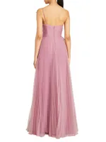 Delphine Pleated One-Shoulder Organza Gown