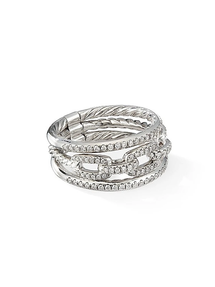 Stax Three Row Chain Link Ring in 18K White Gold
