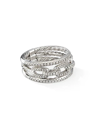 Stax Three Row Chain Link Ring in 18K White Gold