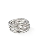 Stax Three Row Chain Link Ring in 18K White Gold