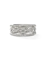 Stax Three Row Chain Link Ring in 18K White Gold